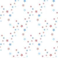 Seamless pattern in charmed beautiful blue and pink stars on white background for plaid, fabric, textile, clothes, tablecloth and other things. Vector image.