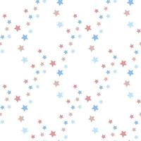 Seamless pattern in charmed beautiful blue and pink stars on white background for plaid, fabric, textile, clothes, tablecloth and other things. Vector image.