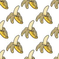 Seamless pattern with yummy banana on white background
