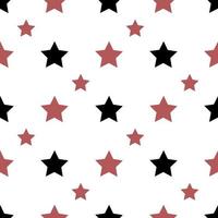 Seamless pattern with black and red stars on white background for plaid, fabric, textile, clothes, cards, post cards, scrapbooking paper, tablecloth and other things. Vector image.