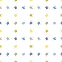 Seamless pattern with discreet yellow and blue stars on white background for plaid, fabric, textile, clothes, cards, post cards, scrapbooking paper, tablecloth and other things. Vector image.