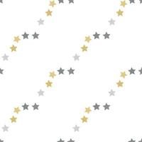 Seamless pattern with grey and yellow stars on white background for plaid, fabric, textile, clothes, cards, post cards, scrapbooking paper, tablecloth and other things. Vector image.