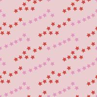 Seamless pattern with red and pink stars on light pink background for plaid, fabric, textile, clothes, cards, post cards, scrapbooking paper, tablecloth and other things. Vector image.
