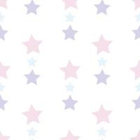 Seamless pattern with pastel pink, violet and blue stars on white background for plaid, fabric, textile, clothes, cards, post cards, scrapbooking paper, tablecloth and other things. Vector image.