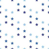 Seamless pattern with light and dark blue stars on white background for plaid, fabric, textile, clothes, cards, post cards, scrapbooking paper, tablecloth and other things. Vector image.