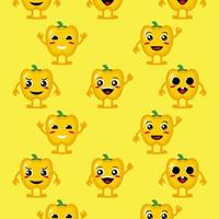 Cute funny cartoon character paprika on yellow background.Vector cartoon kawaii character illustration design vector