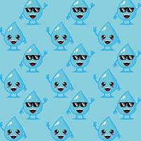 Cute funny aqua water drop on blue background.Vector cartoon kawaii character illustration design vector