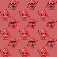 Cute funny cartoon character blood drop on background.Vector cartoon kawaii character illustration design on wallpaper vector