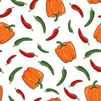 Vector summer print with multi-colored hot peppers