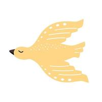 Yellow bird in flight flat. Vector illustration of a dove of Ukraine.