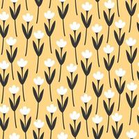 Classic flower on yellow retro seamless pattern background vector