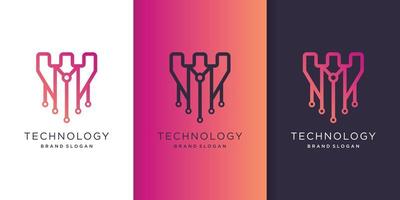 Abstract tech logo template with unique style Premium Vector