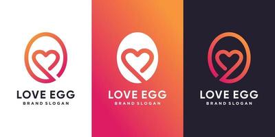 plantilla de logotipo de huevo de amor con vector premium de concepto de arte de línea moderna