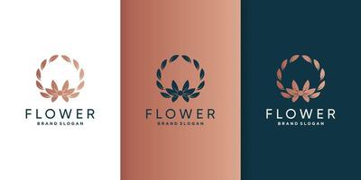 Flower logo with creative gradient abstract concept Premium Vector