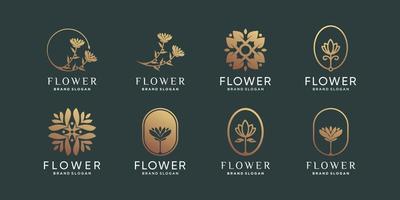 Flower logo collection with modern unique concept Premium Vector