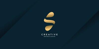 logotipo de s con concepto dorado creativo para la parte 7 del vector premium de la empresa