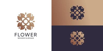 Flower logo with unique abstract concept Premium Vector