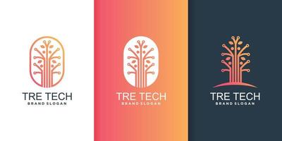 Tree tech logo with with different element concepts Premium Vector