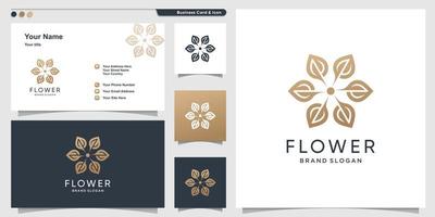 Flower logo design with modern style and business card design Premium Vector