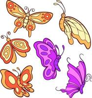 paquete de ilustración de doodle de mariposa vector