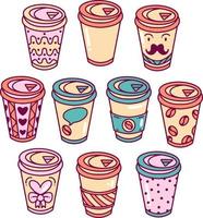 paquete de ilustración de doodle de taza de café