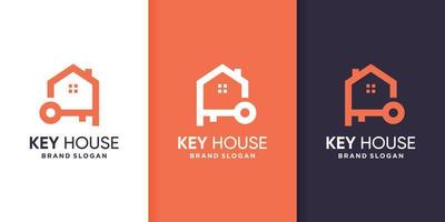 Key house logo template with line art style Premium Vector