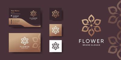 plantilla de logotipo de flor con concepto creativo y diseño de tarjeta de visita premium vector