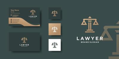 Lawyer logo template with modern style and business card design Premium Vector