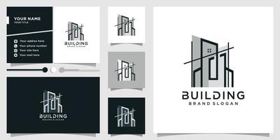 Abstract building logo template with modern concept and business card design Premium Vector