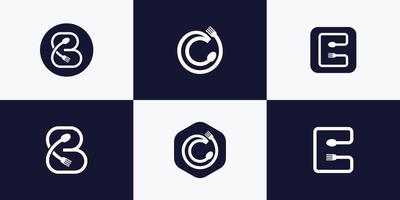 logotipo de letra abstracta con vector premium de concepto de cuchara y tenedor