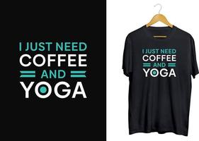 diseño moderno de camisetas de yoga, diseño de camisetas de café, diseño de camisetas de tipografía de yoga vector