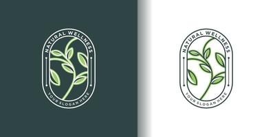 Natural wellness logo template with creative abstract concept Premium Vector