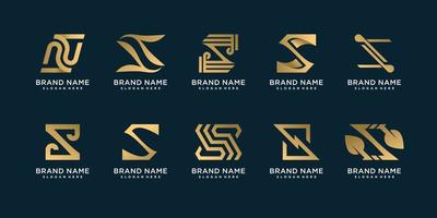 Set of unique letter Z logo collection with creative golden concept Premium Vector