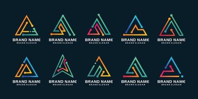 Set of triangle logo collection with modern gradient style Premium Vector