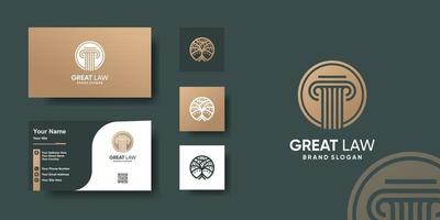 Law logo template with creative concept and business card design Premium Vector