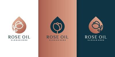 Set of rose oil logo template with different unique concept Premium Vector