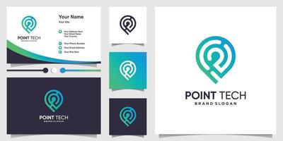 Pointech logo with fresh concept and business card design Premium Vector