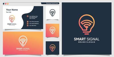 Smart signal logo template with light bulb style and business card design Premium Vector