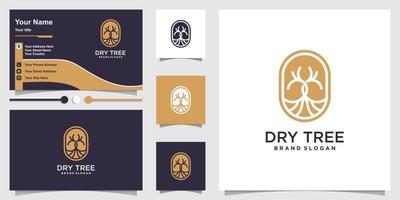 Dry tree logo concept with modern style and business card design Premium Vector