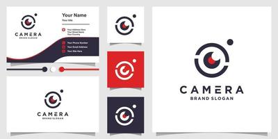 Camera logo with creative modern concept and business card design Premium Vector