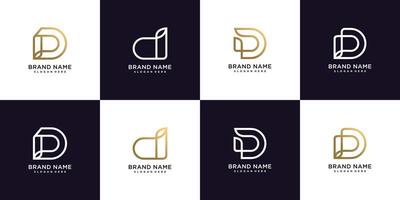 Set of golden letter D template Premium Vector