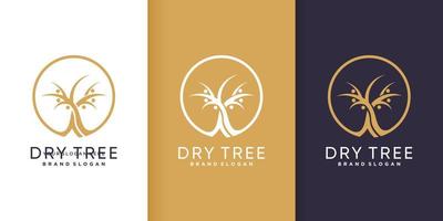 Dry tree logo with creative abstract concept Premium Vector