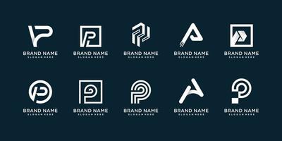 Set of creative logo collection with initial P Premium Vector