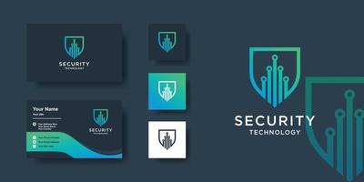 plantilla de logotipo de seguridad con estilo de escudo creativo moderno y vector premium de diseño de tarjeta de visita