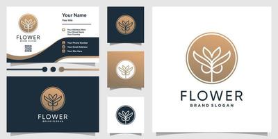 Flower beauty logo abstract and business card design Premium Vector