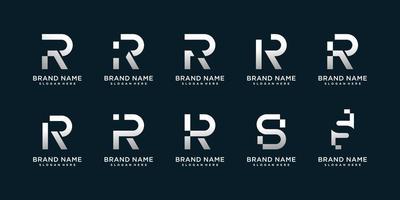 conjunto de colección de logotipos de letras r y s con vector premium de concepto moderno creativo