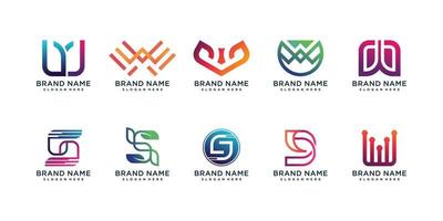 Set of letter W logo collection with creative color and unique concept Premium Vector