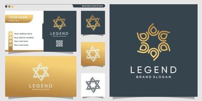 Legend logo with creative ornament concept and business card design Premium Vector