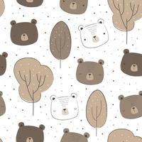 Seamless pattern with cute bear cartoon doodle background vector