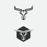 conjunto de cabeza de búfalo de toro vector de diseño de logotipo de mascota animal de vaca para deporte cuerno búfalo animal mamíferos cabeza logotipo matador salvaje